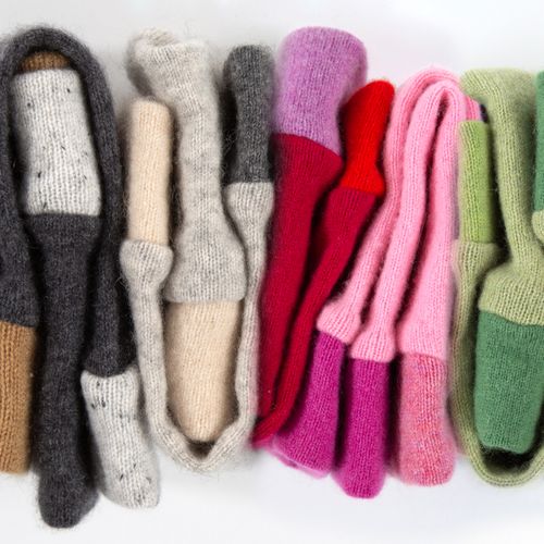 Muted brights cashmere wrist warmers